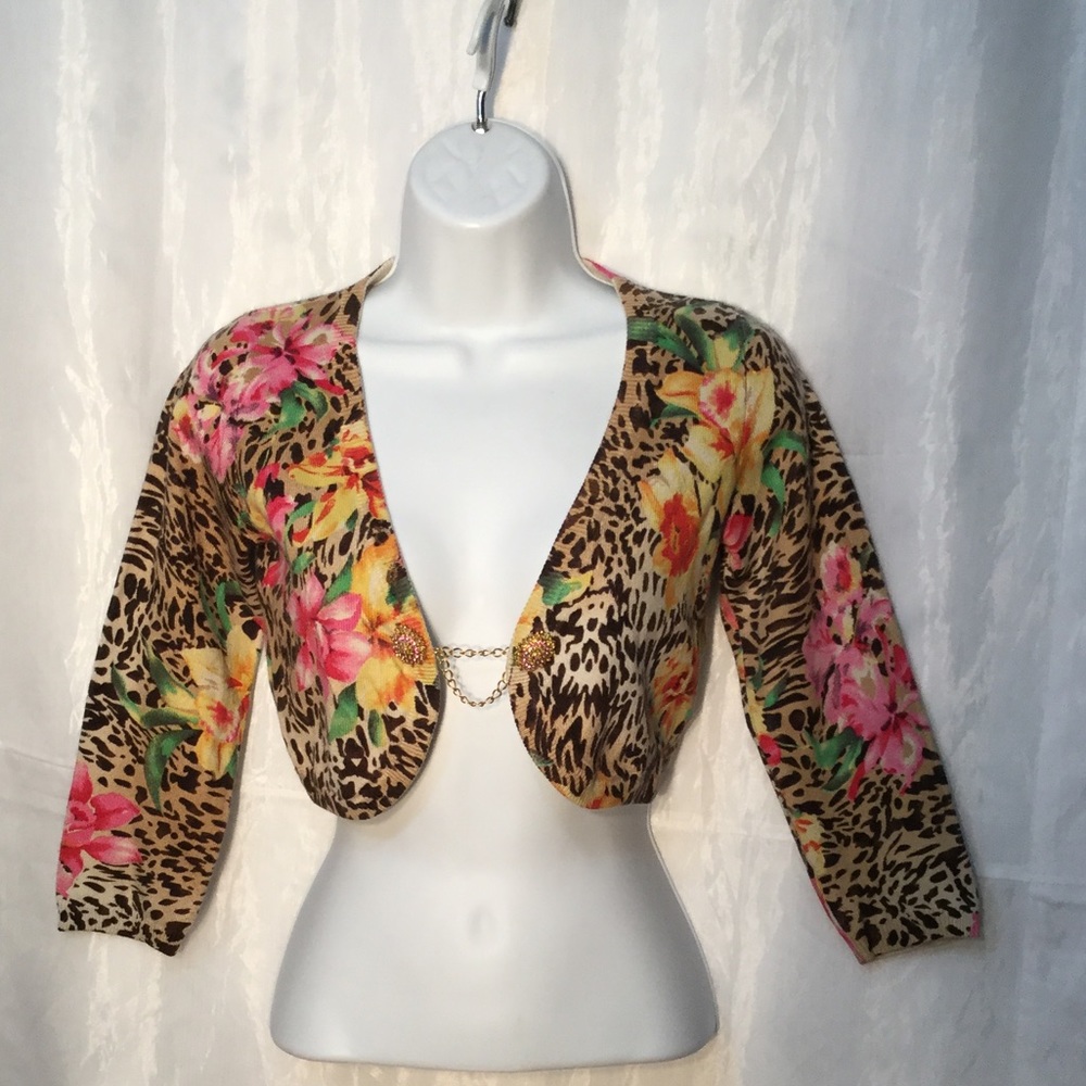 ECI New York Silk/Cashmere leopard sweater
